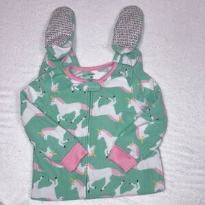 Carters zip fleece unicorn mint green white 3t footie pajamas sleeper